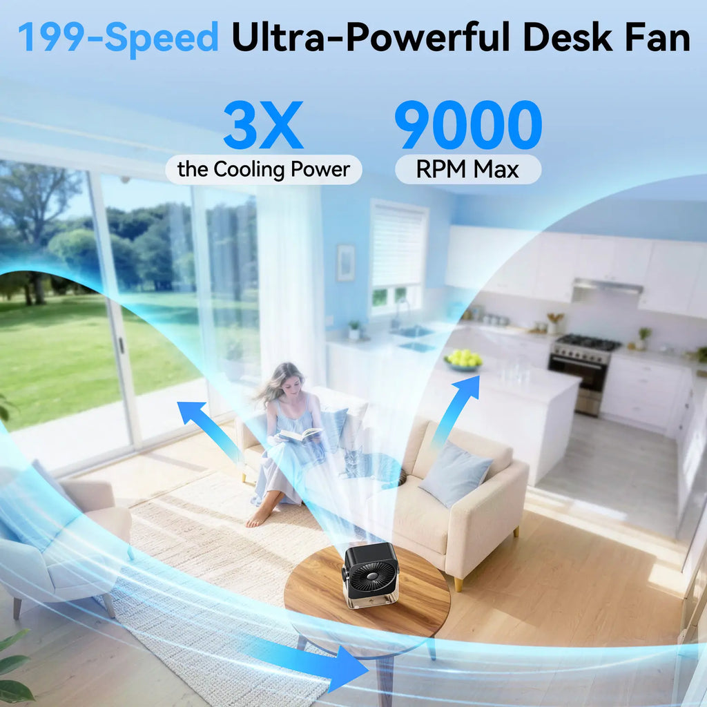 Quiet Desk Cooling Fan with Digital Display