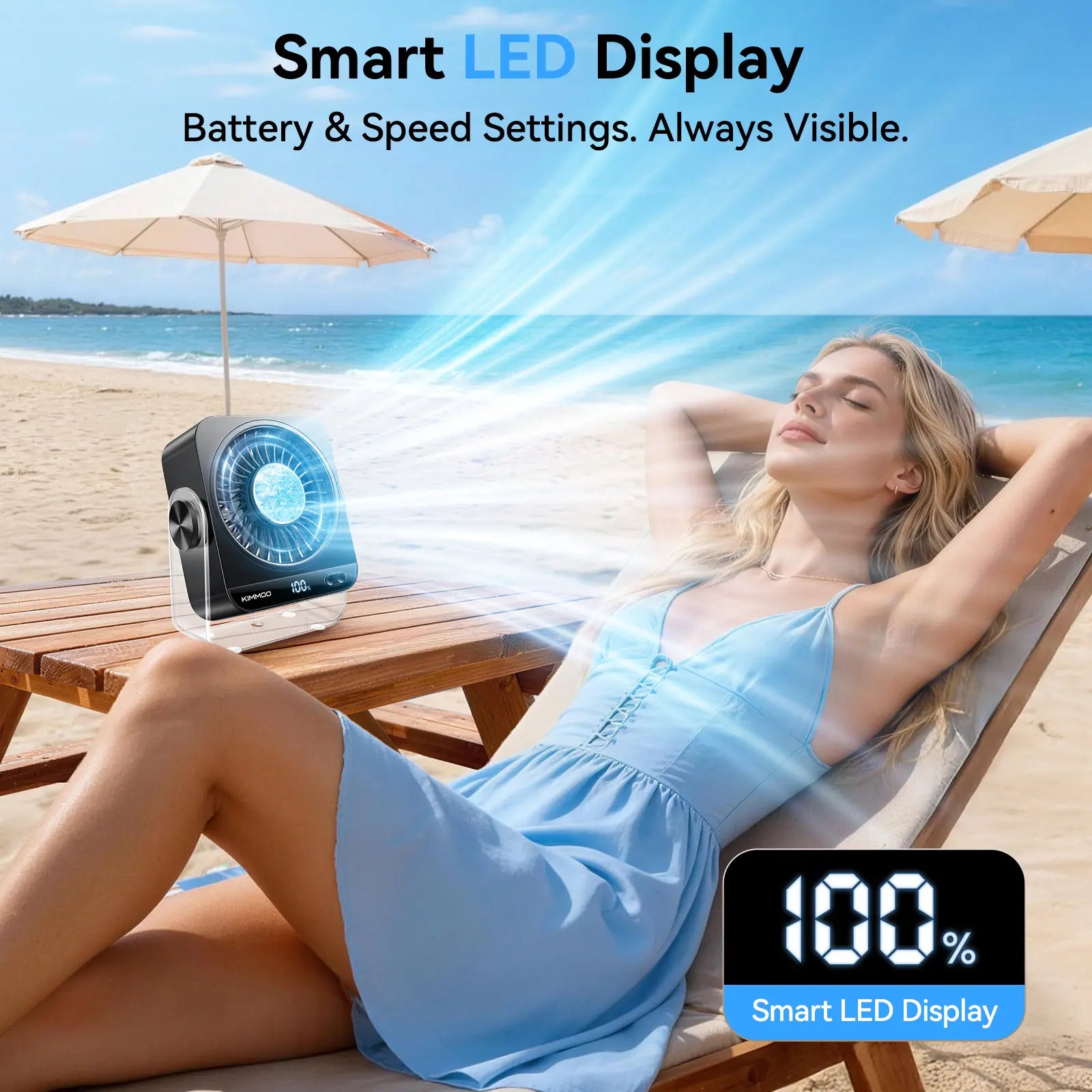 Quiet Desk Cooling Fan with Digital Display