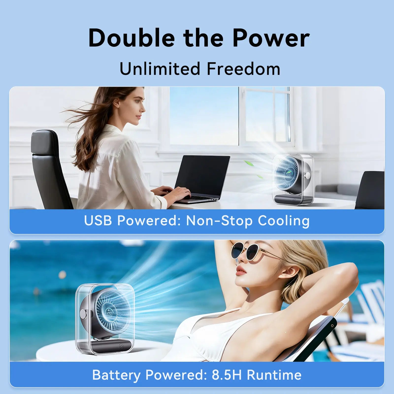 Rechargeable Turbo Desk Fan with Display